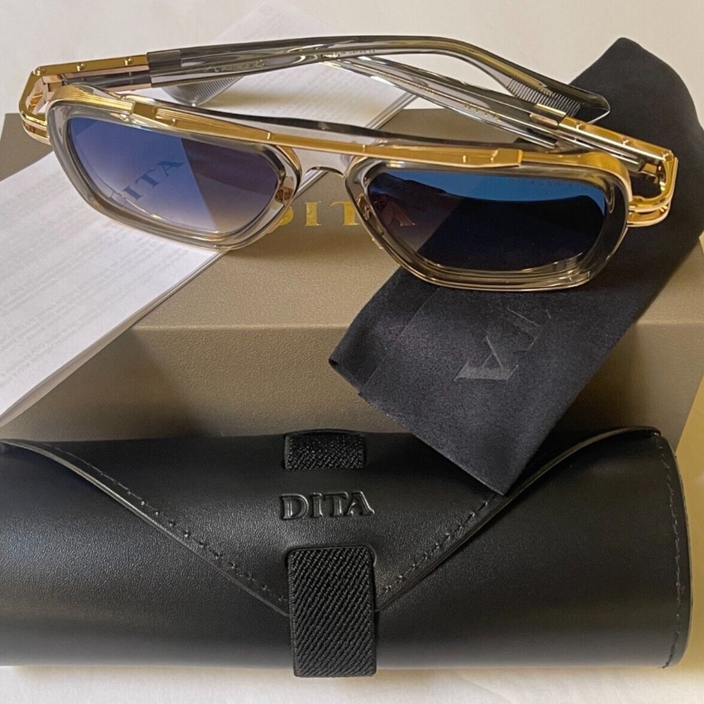 New DITA LXN EVO DTS403-A-02 Clear Gray/Gold Sunglasses w/box 54-19-145